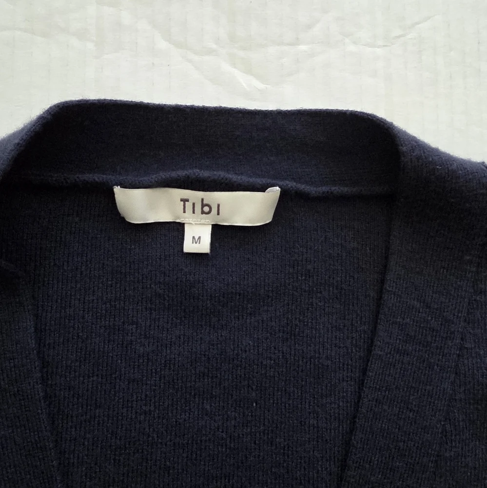 TIBI Wool Blend Navy Blue Button Down Long Cardigan Size M. - Picture 10 of 14